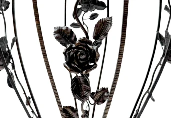 French Art Deco Wrough Iron XL Pedestal with Multi-Colored Marble Top, 1930s